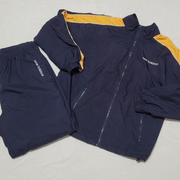 New Balance Vintage 90s Blue Yellow Spell Out Full-zip Jacket Pants Tracksuit L
